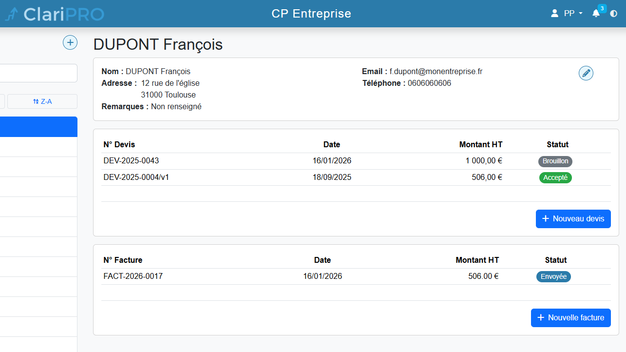 Suivi client ergonomique